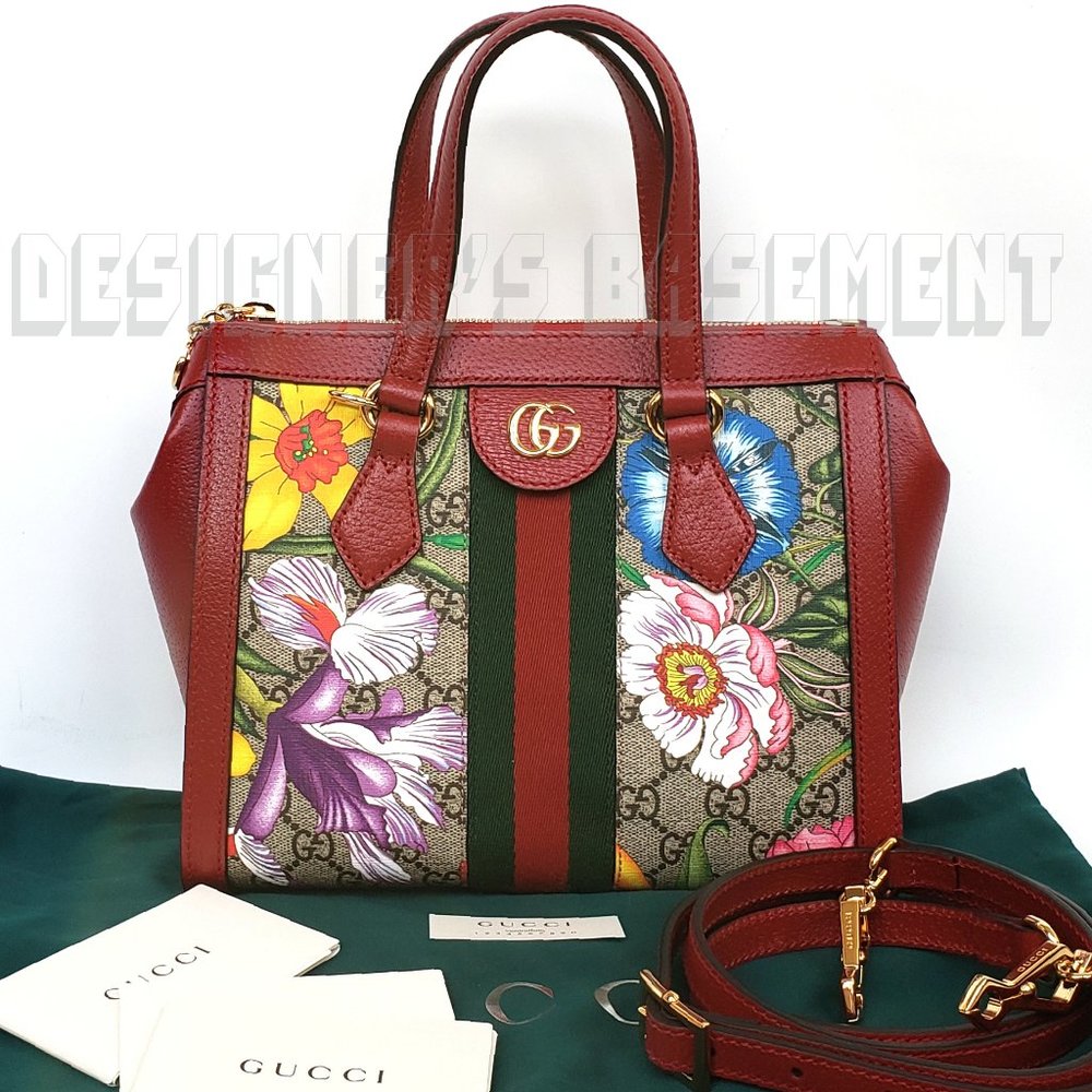 GUCCI Leather Ophidia GG Marmont Supreme Flora Convertible Bag - Picture 2 of 8